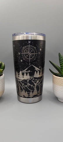 Adventure, Explorer Design Laser Engraved 20oz Double Wall Insulated Tumbler Travel mug,Seamless Tumbler ,Gift for daughter, niece, Friend