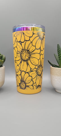 Daisy's, flower, floral gift Laser Engraved 20oz Double Wall Insulated Tumbler Travel mug,Seamless Tumbler ,Gift for daughter