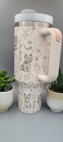 Yorkie, Yorkrshire Terrier, dog lover, dog mom, 40oz Double Wall Insulated Tumbler with Handles Gift for mom, sister