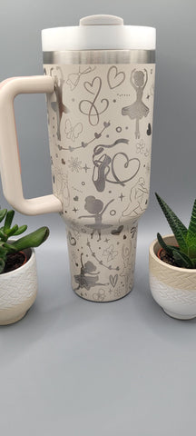 Ballet, dance, sport, 40oz Double Wall Insulated Tumbler with Handles Gift for mom, dancer, sister, Niece