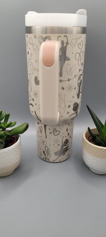 Ballet, dance, sport, 40oz Double Wall Insulated Tumbler with Handles Gift for mom, dancer, sister, Niece
