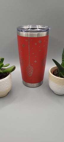 Christmas, decorations Baubles Laser Engraved 20oz Double Wall Insulated Tumbler Travel mug, Seamless Tumbler ,Gift for mum