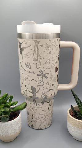 Ballet, dance, sport, 40oz Double Wall Insulated Tumbler with Handles Gift for mom, dancer, sister, Niece