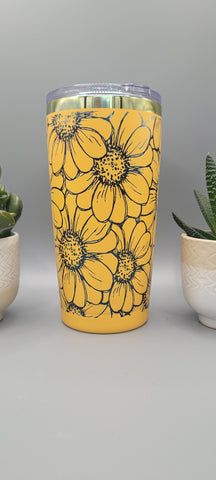 Daisy's, flower, floral gift Laser Engraved 20oz Double Wall Insulated Tumbler Travel mug,Seamless Tumbler ,Gift for daughter