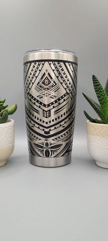 Tribal pattern, New Zealand Laser Engraved Custom Seamless 20oz Double Wall Insulated Tumbler Travel mug