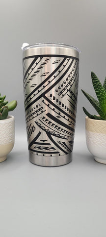 Tribal pattern, New Zealand Laser Engraved Custom Seamless 20oz Double Wall Insulated Tumbler Travel mug