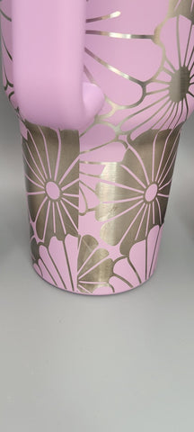 Flowers 40oz Double Wall Insulated Tumbler with Handles Gift for mom, Granny, see images Not seamless
