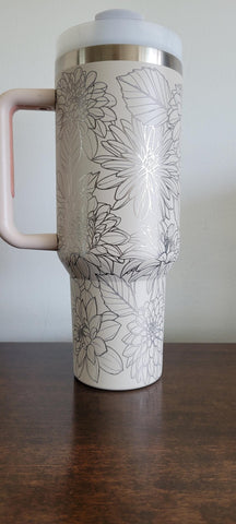 Dahlias, flowers, floral, garden 40oz Double Wall Insulated Tumbler with Handles Gift