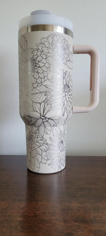Dahlias, flowers, floral, garden 40oz Double Wall Insulated Tumbler with Handles Gift