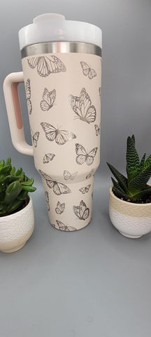 Butterfly, butterflies gift 40oz Double Wall Insulated Tumbler with Handles Gift for mom, Granny, sister, Niece