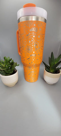 Halloween, ghosts, spiders web 40oz Double Wall Insulated Tumbler with Handles Gift for mom, sister