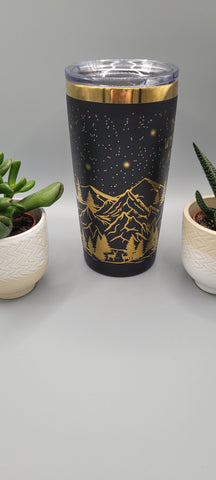 Adventure, traveler, wander black and gold Laser Engraved 20oz Double Wall Insulated Tumbler Travel mug,Seamless Tumbler ,Gift for niece
