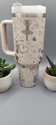 Ballet, dance, sport, 40oz Double Wall Insulated Tumbler with Handles Gift for mom, dancer, sister, Niece
