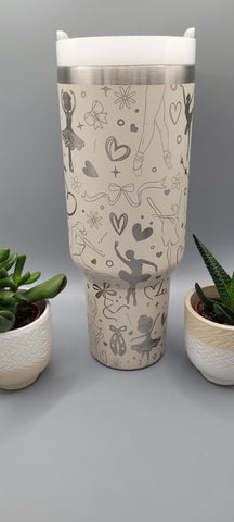 Ballet, dance, sport, 40oz Double Wall Insulated Tumbler with Handles Gift for mom, dancer, sister, Niece