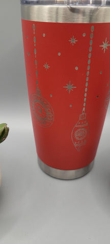 Christmas, decorations Baubles Laser Engraved 20oz Double Wall Insulated Tumbler Travel mug, Seamless Tumbler ,Gift for mum