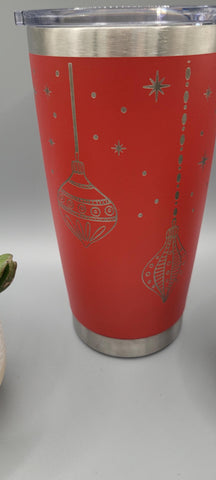 Christmas, decorations Baubles Laser Engraved 20oz Double Wall Insulated Tumbler Travel mug, Seamless Tumbler ,Gift for mum