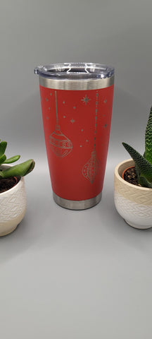 Christmas, decorations Baubles Laser Engraved 20oz Double Wall Insulated Tumbler Travel mug, Seamless Tumbler ,Gift for mum