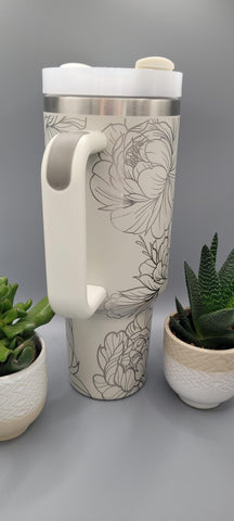 Marigolds, flowers, Floral 40oz Double Wall Insulated Tumbler with Handles Gift for mom, Granny, sister, Niece