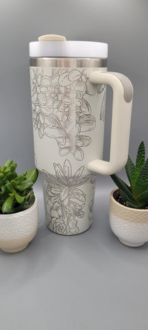 succulents, cactus, cacti Floral 40oz Double Wall Insulated Tumbler with Handles Gift for mom, Granny, sister, Niece