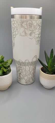 succulents, cactus, cacti Floral 40oz Double Wall Insulated Tumbler with Handles Gift for mom, Granny, sister, Niece