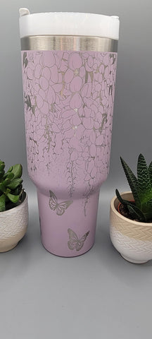 Wisteria and butterflies, garden 40oz Double Wall Insulated Tumbler with Handles Gift for mom, dancer, sister, Niece