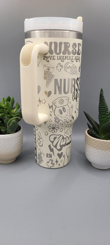 Nurse 40oz Double Wall Insulated Tumbler with Handles Gift for mom, sister