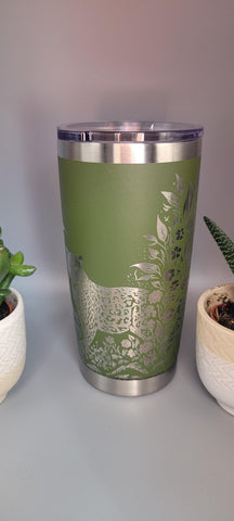 Leopard and flowers Laser Engraved Custom Seamless 20oz Double Wall Insulated Tumbler Travel mug