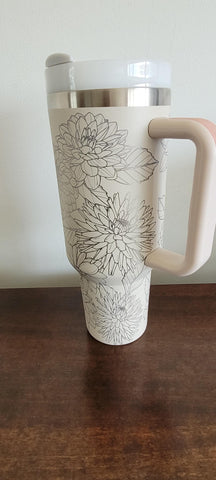 Dahlias, flowers, floral, garden 40oz Double Wall Insulated Tumbler with Handles Gift