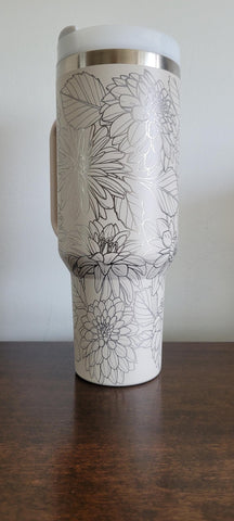 Dahlias, flowers, floral, garden 40oz Double Wall Insulated Tumbler with Handles Gift