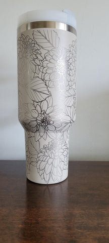 Dahlias, flowers, floral, garden 40oz Double Wall Insulated Tumbler with Handles Gift
