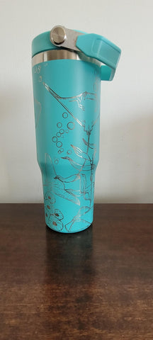 Stingray, under the sea, ocean , fish tumbler, Laser Engraved 30oz Double Wall Insulated Tumbler