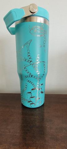 Stingray, under the sea, ocean , fish tumbler, Laser Engraved 30oz Double Wall Insulated Tumbler