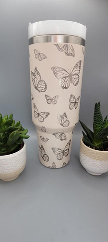 Butterfly, butterflies gift 40oz Double Wall Insulated Tumbler with Handles Gift for mom, Granny, sister, Niece