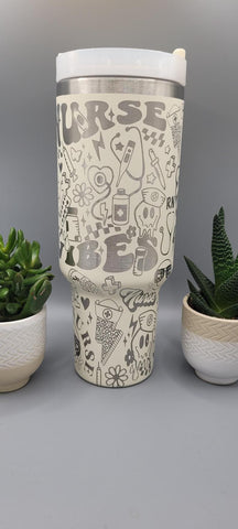 Nurse 40oz Double Wall Insulated Tumbler with Handles Gift for mom, sister