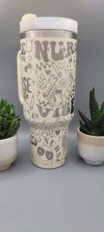 Nurse 40oz Double Wall Insulated Tumbler with Handles Gift for mom, sister