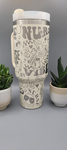 Nurse 40oz Double Wall Insulated Tumbler with Handles Gift for mom, sister