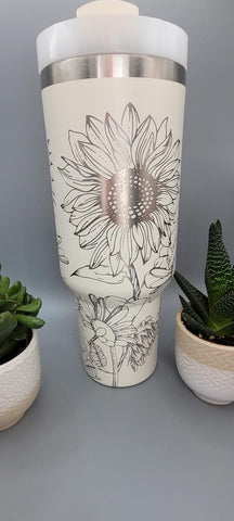 Sunflowers and Daisy, garden, flowers gift 40oz Double Wall Insulated Tumbler with Handles Gift for mom, Granny, sister, Niece