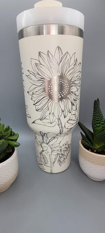 Sunflowers and Daisy, garden, flowers gift 40oz Double Wall Insulated Tumbler with Handles Gift for mom, Granny, sister, Niece