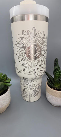 Sunflowers and Daisy, garden, flowers gift 40oz Double Wall Insulated Tumbler with Handles Gift for mom, Granny, sister, Niece