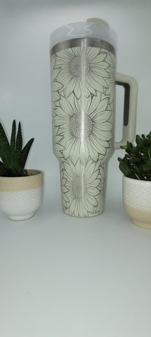 Delicate Daisy, Sunflowers 40oz Double Wall Insulated Tumbler with Handles Gift for daughter, sister, Niece, best friend