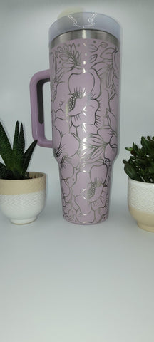 Flower garden, floral 40oz Double Wall Insulated Tumbler with Handles Gift for daughter, sister, Niece, best friend