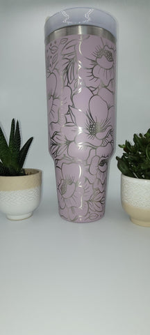 Flower garden, floral 40oz Double Wall Insulated Tumbler with Handles Gift for daughter, sister, Niece, best friend