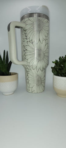 Delicate Daisy, Sunflowers 40oz Double Wall Insulated Tumbler with Handles Gift for daughter, sister, Niece, best friend