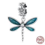 Dragonfly charm Garden Charms 925 Silver Charm European style Bracelet , Necklace Charm, 925 Charm, Gifts for her