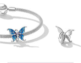 Butterfly Charm Nature 925 Silver Charm Silicone insert European style Bracelet, Necklace charm, 925 Charm Gifts for her