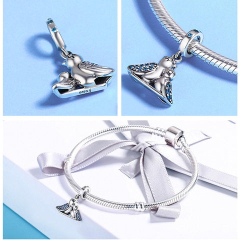 Cute Birds Charms Bracelets, 925 Sterling Silver, Bird Lover Gift, Bird Jewelry, Bird Keepsake Charm