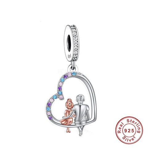 Mother Daughter Charm, European style, Mom Daughter Jewelry, Daughter To Mom Gift 925 Sterling Silver mom and daughter charm