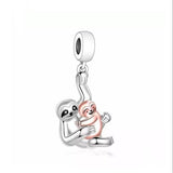 Cute Sloth Mom and Baby Charm, Sloth Gifts, Sloth Jewelry, Sloth Lover Gift, Sloth Necklace Pendant, Sloth Bracelet Charm