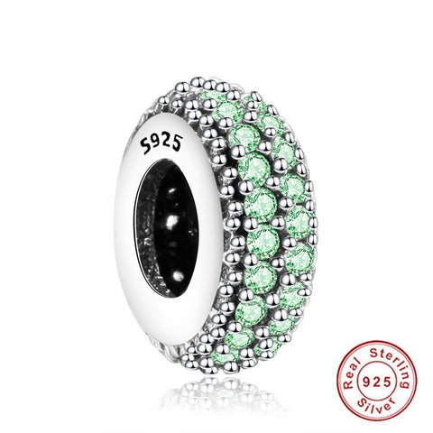 Green Silver Eternity Vintage Round Spacer 925 Silver Charm, Necklace Charm, 925 Charm, Gifts for her Spacer charm