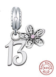 Teenager Birthday 13th Birthday 925 Sterling Silver 13th Birthday Dangle Charm Bead Landmark Birthday Fits all Charm Bracelets Heart charm